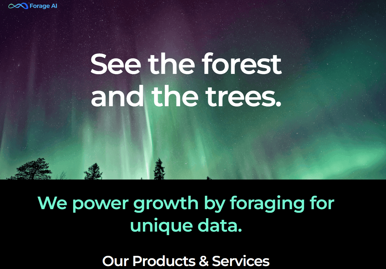Forage AI's dashboard showcasing data automation tools.
