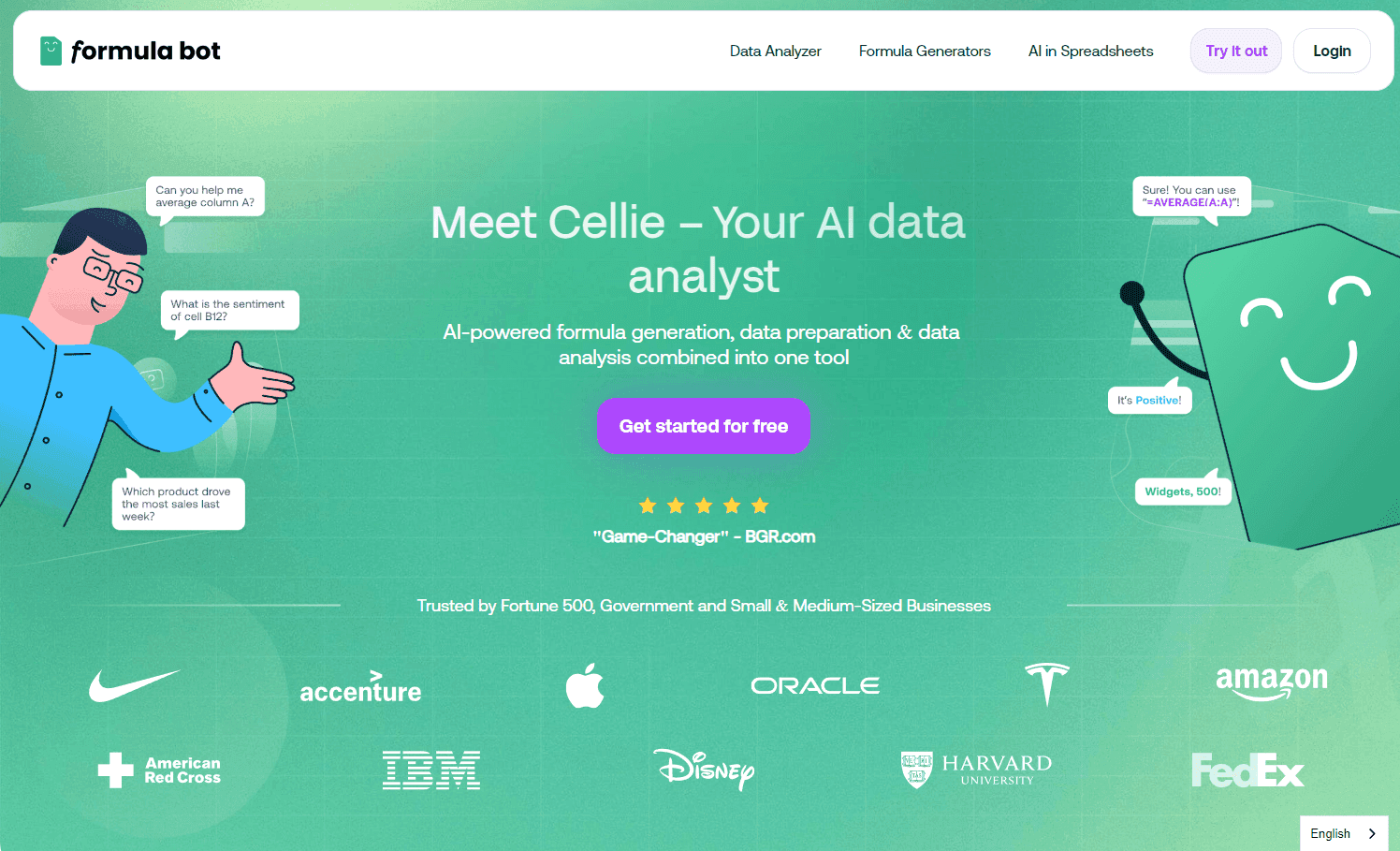 Formula Bot's interface showcasing AI capabilities.