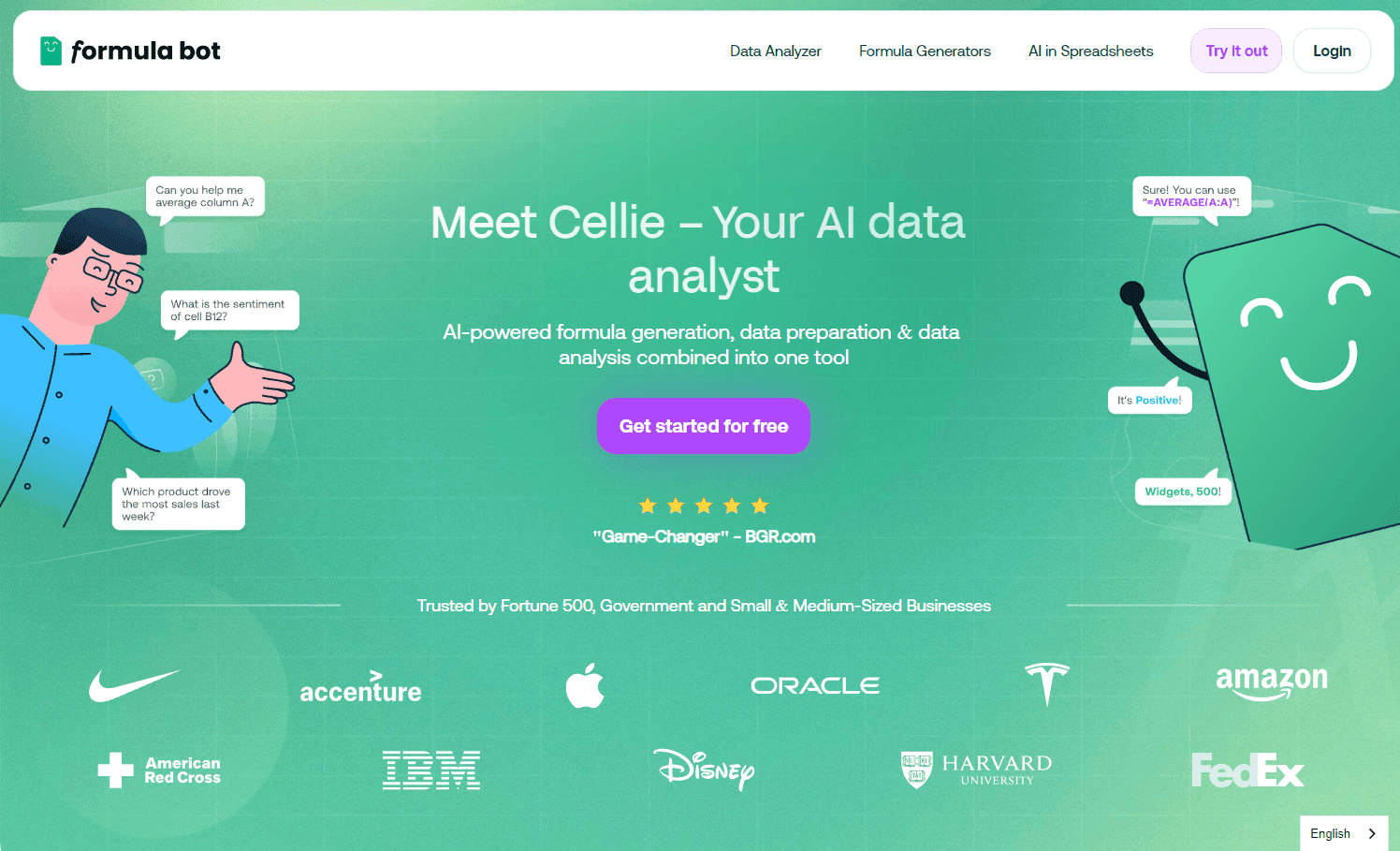 Formula Bot's interface showcasing AI capabilities.