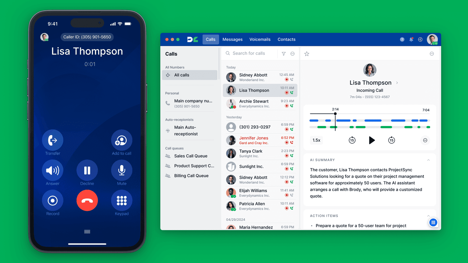 Diallink AI Voice Agents sales & revops tool screenshot 5