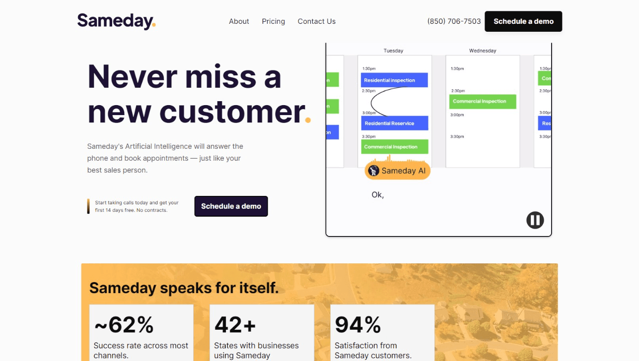 GoSameday AI Customer Service Interface