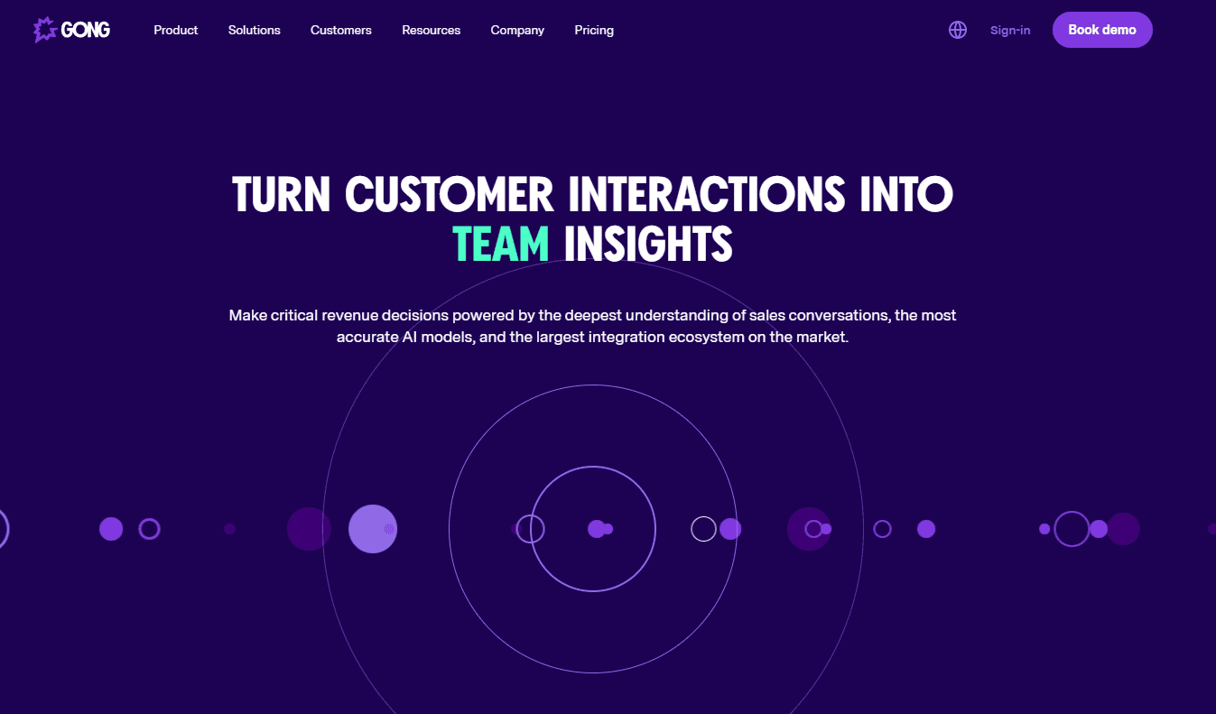 Gong's interface showcasing revenue intelligence insights.