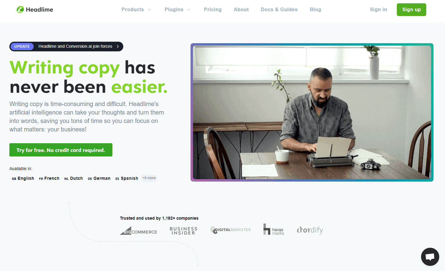 Headlime's interface showcasing AI copywriting