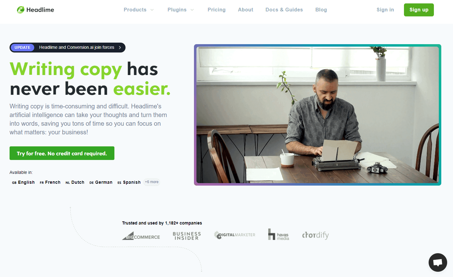 Headlime's interface showcasing AI copywriting