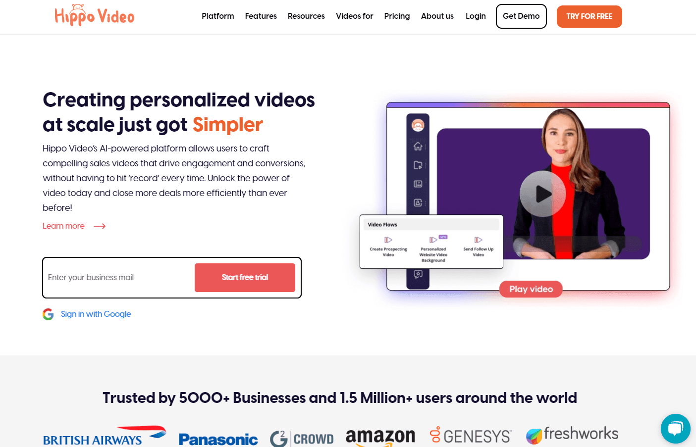 Hippo Video platform interface showcasing its features
