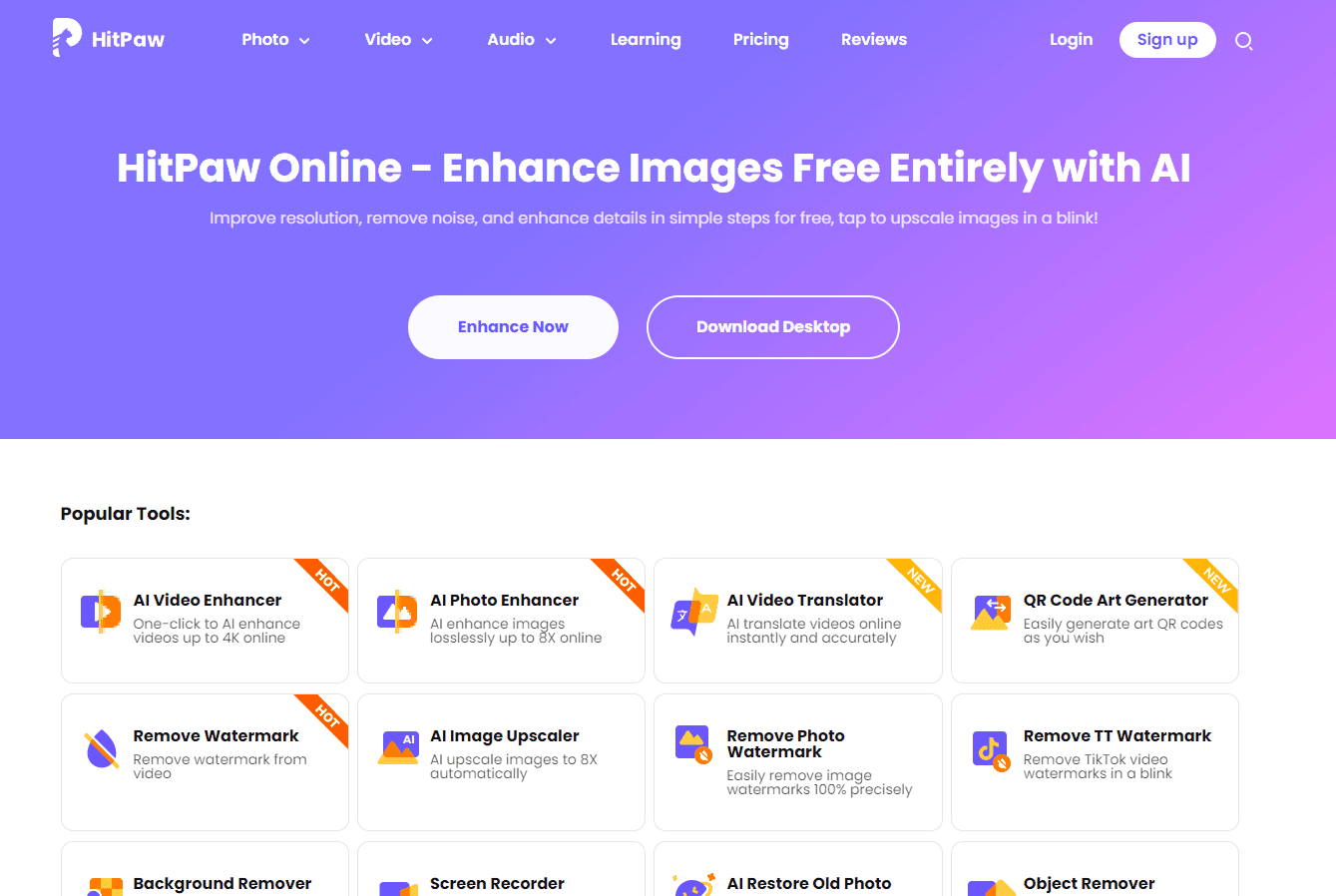 HitPaw Online editing tools interface