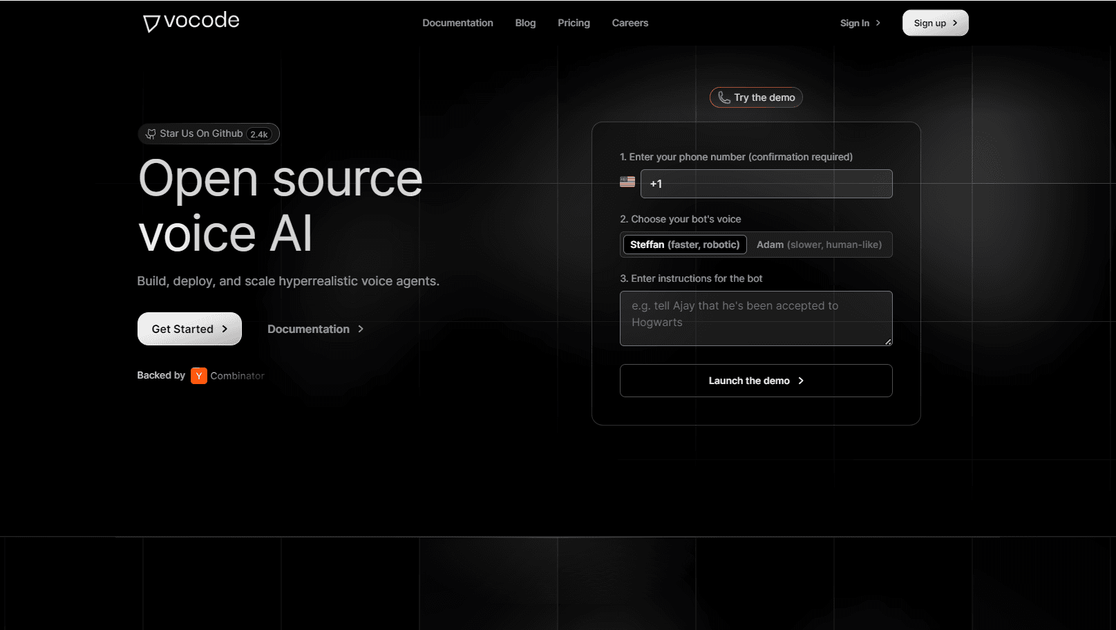 Hyperrealistic voice AI agent interface