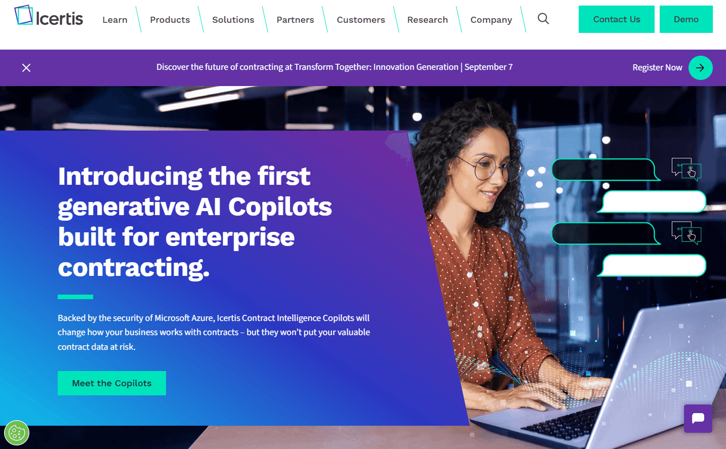 Icertis platform interface showcasing advanced contract intelligence features.
