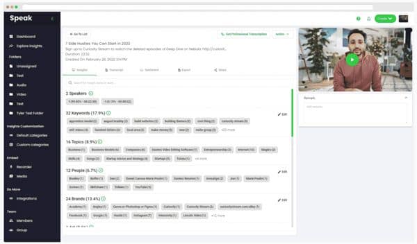 Speak AI marketing & seo tool screenshot
