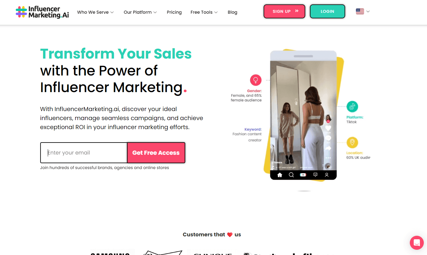 InfluencerMarketing.ai platform interface