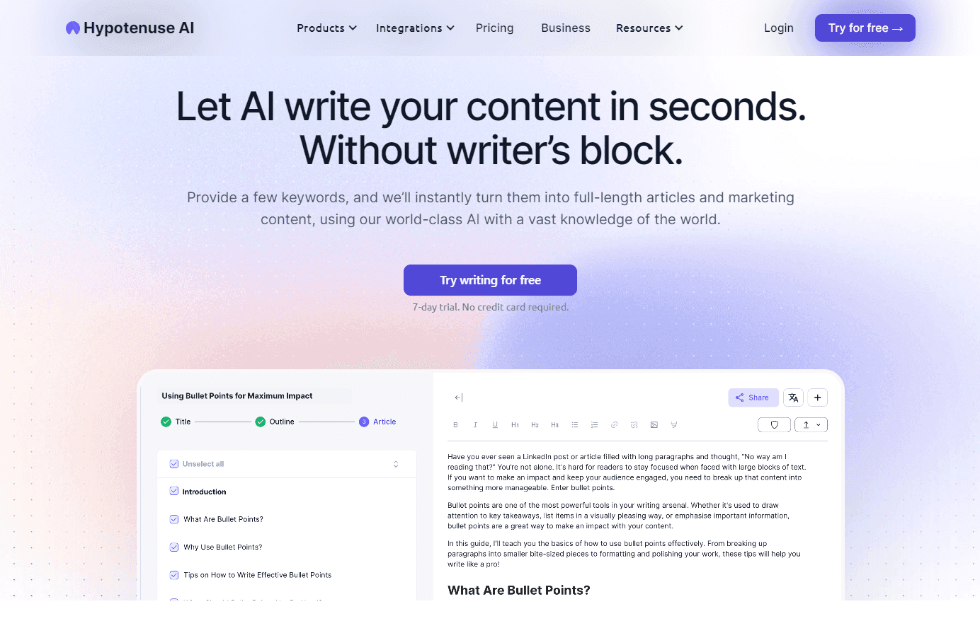 Hypotenuse - Innovative AI-powered product description platform.