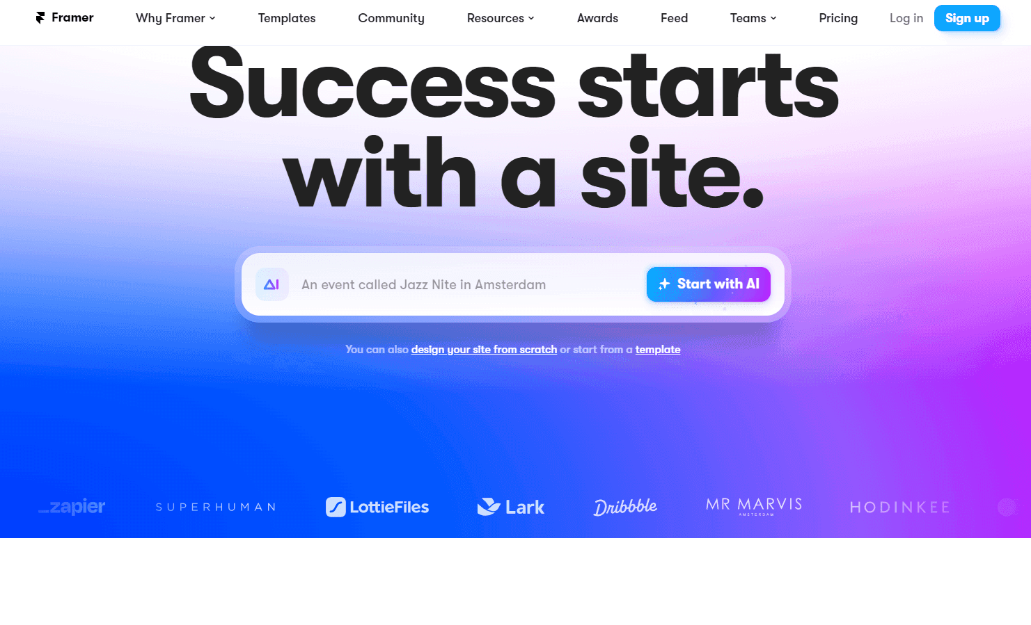 Interactive website design with Framer