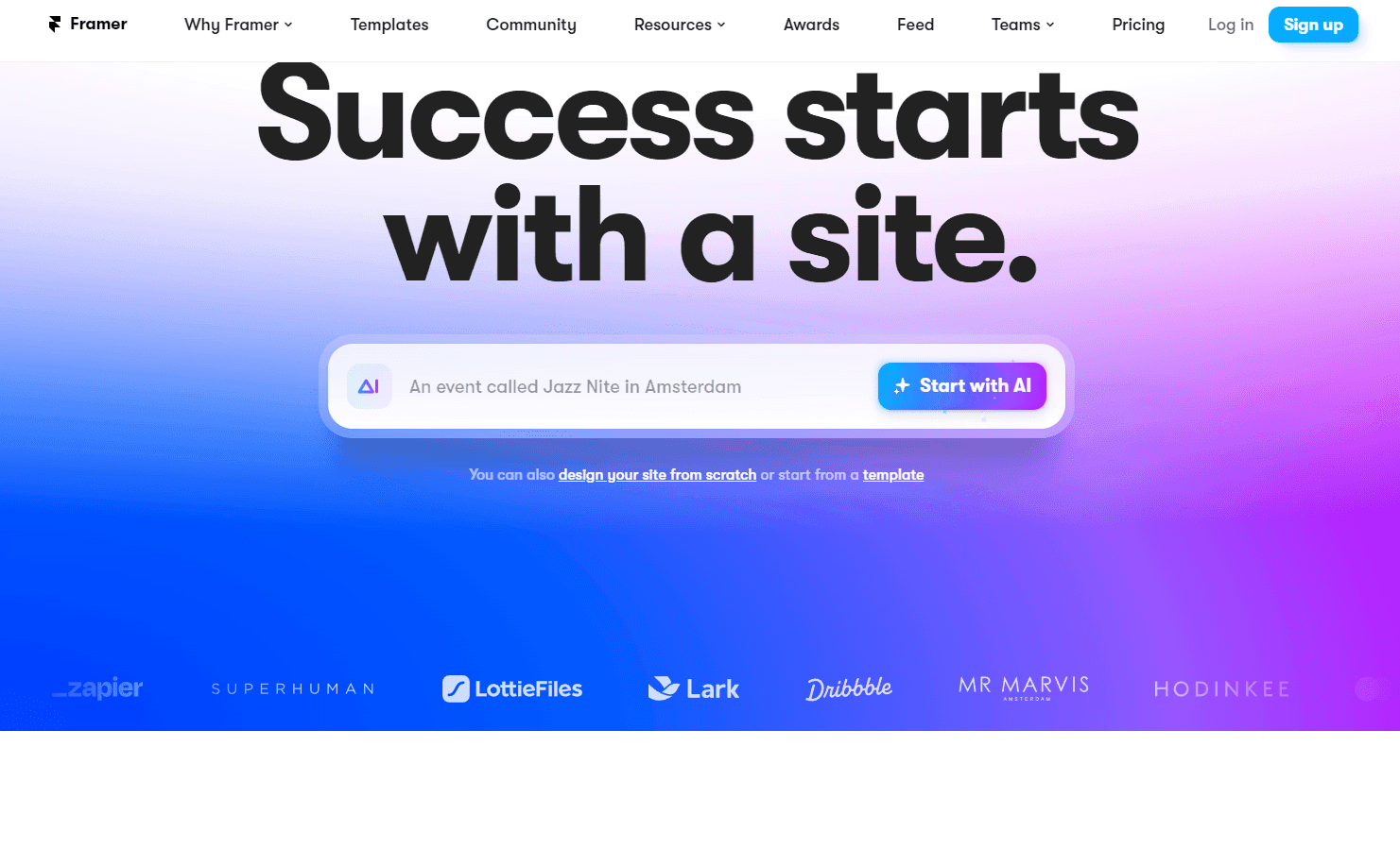 Interactive website design with Framer