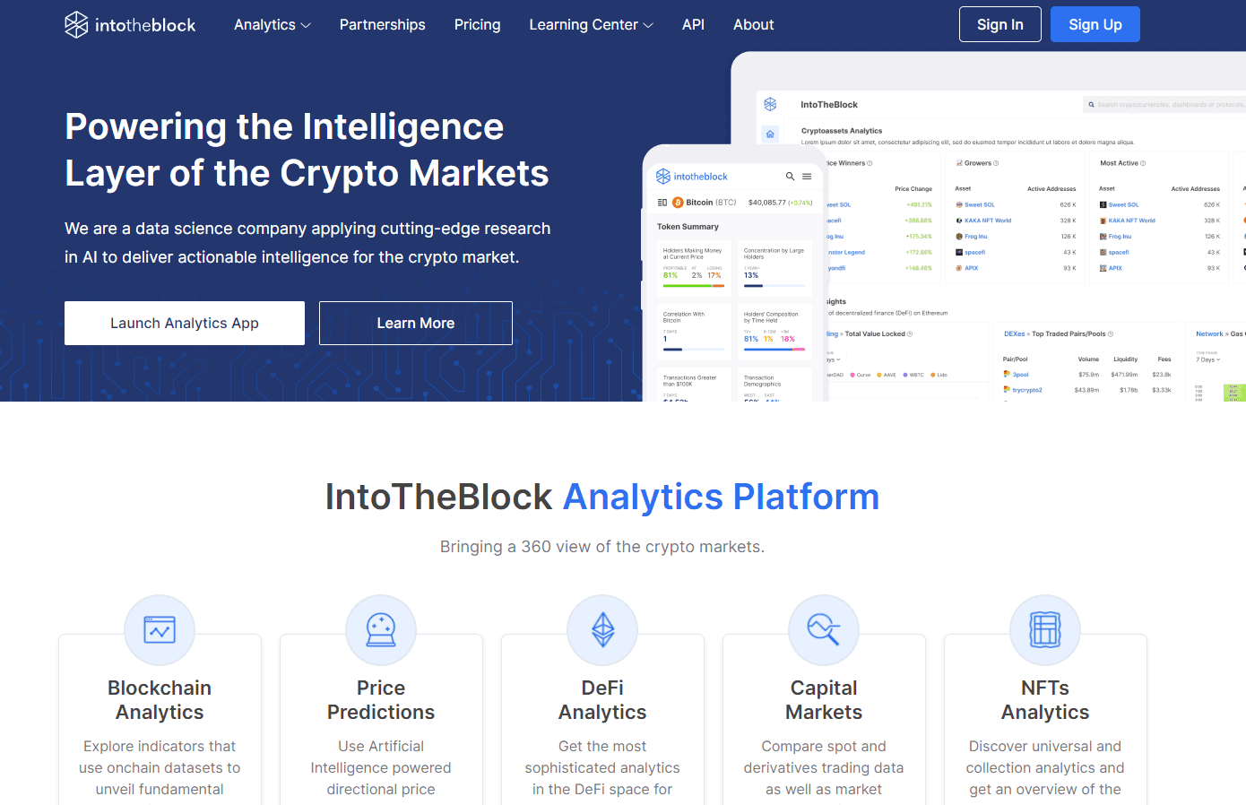 IntoTheBlock Crypto Analytics Dashboard