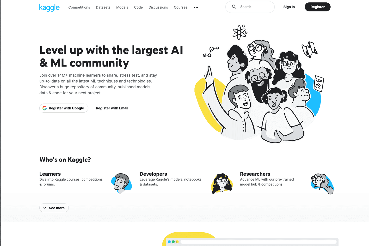 Kaggle platform showcasing datasets and competitions
