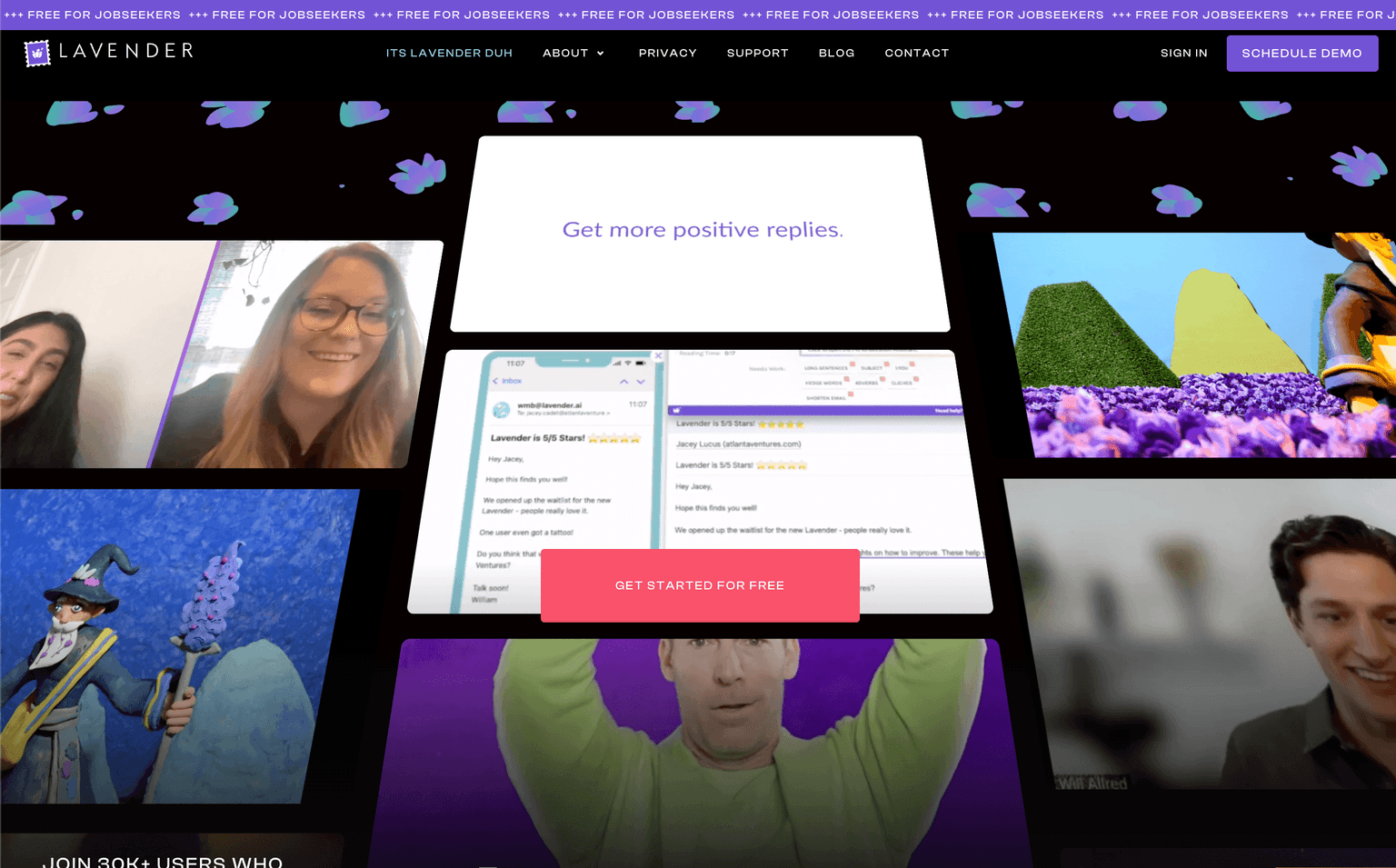 Lavender interface showcasing AI email coaching