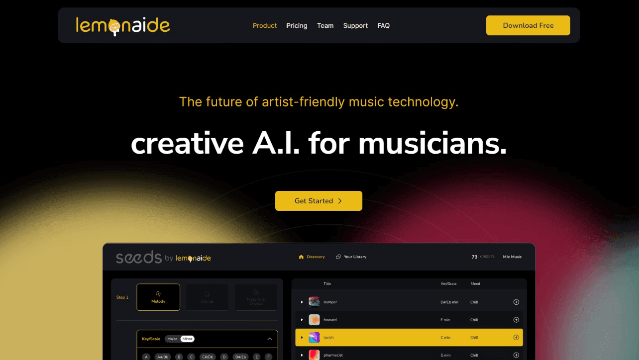 Lemonaide Music Generative AI Interface