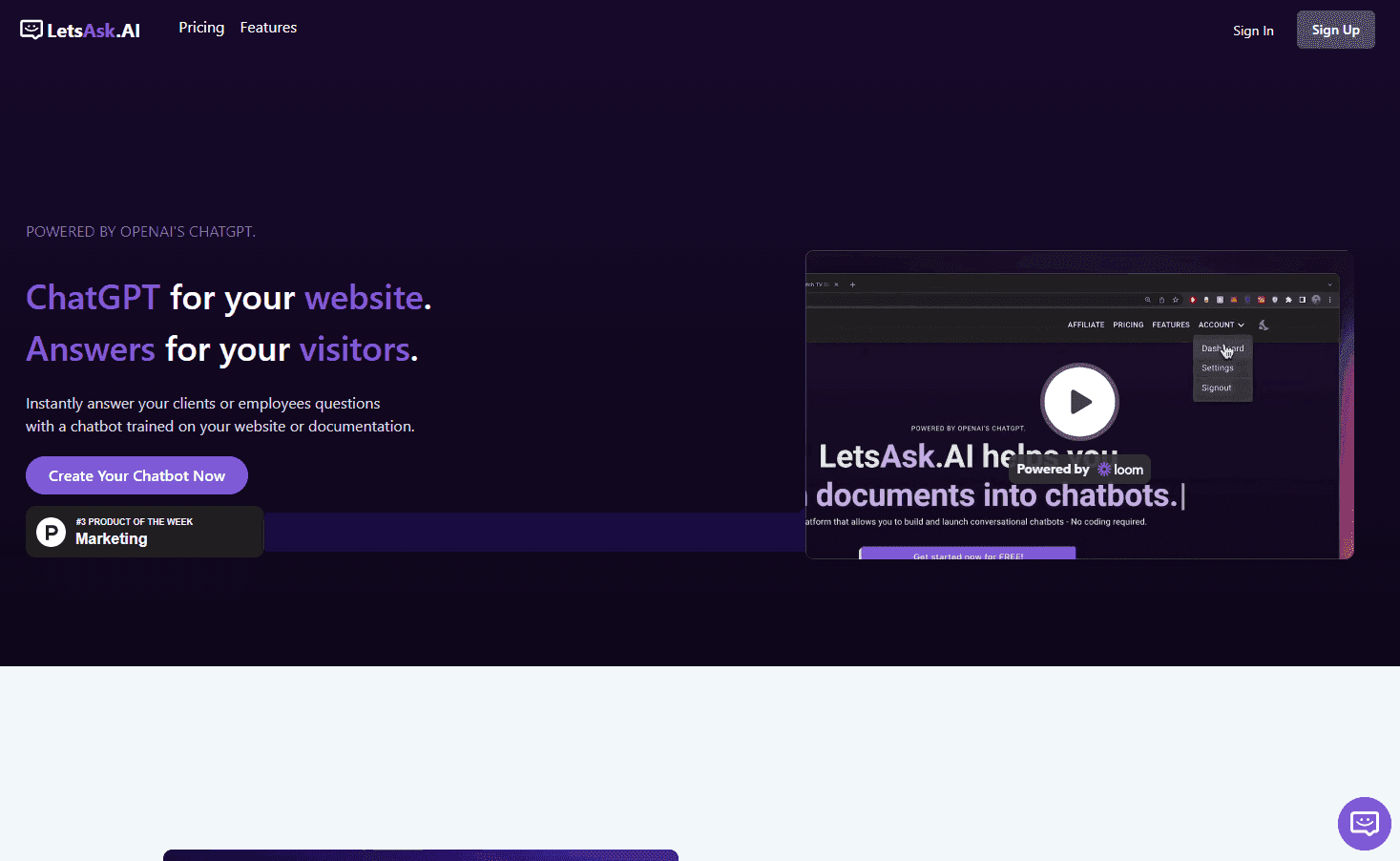 LetsAsk.AI Chatbot Interface