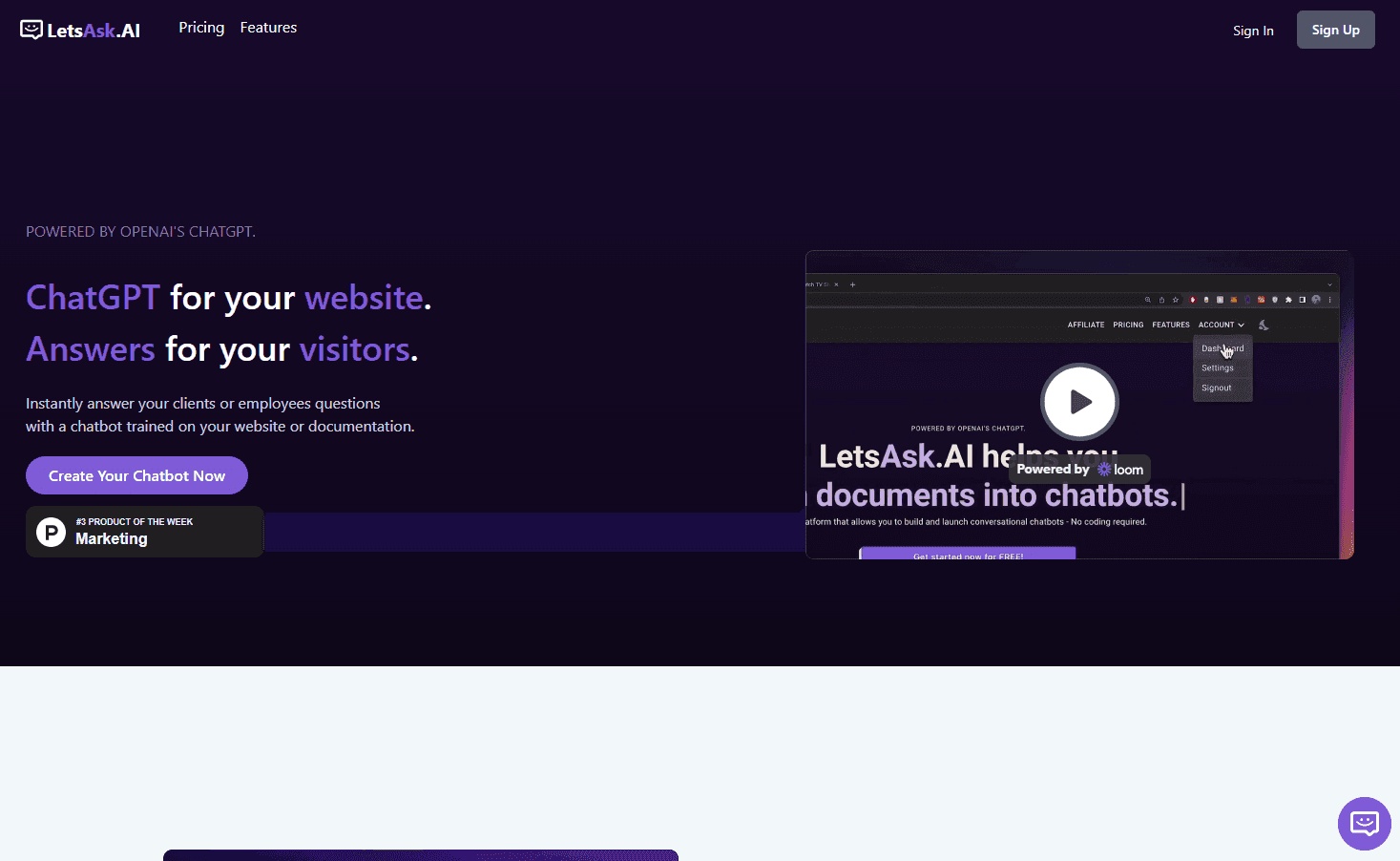 LetsAsk.AI Chatbot Interface