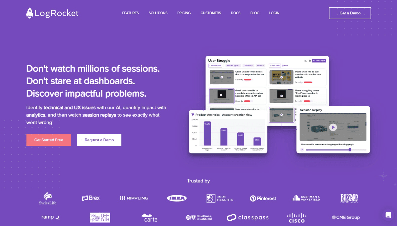 LogRocket Session Replay and Analytics Platform