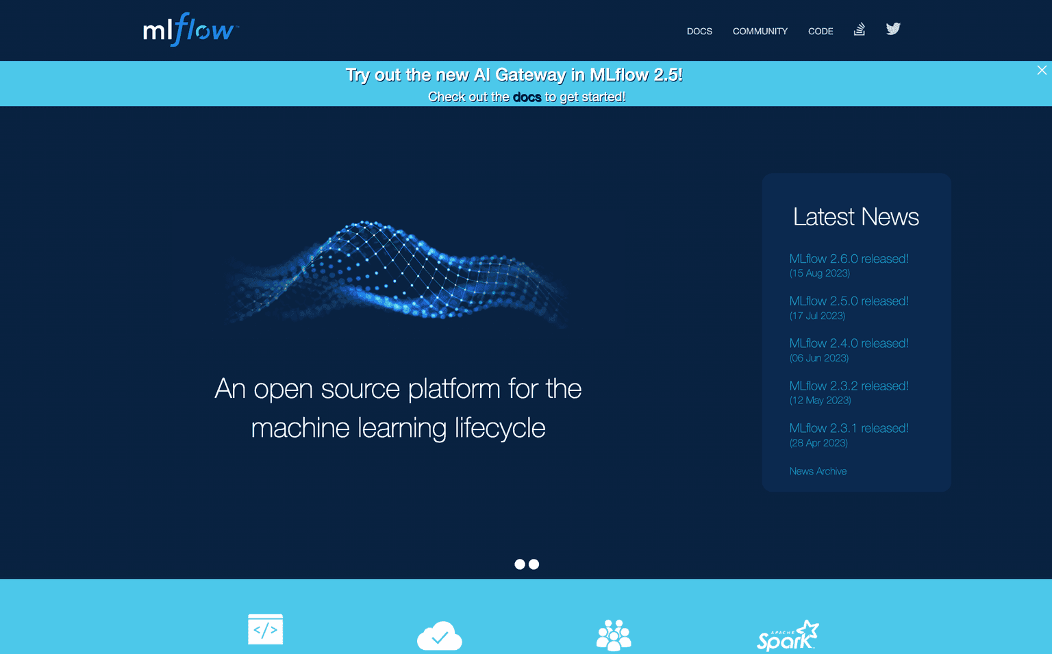 MLflow interface showcasing ML lifecycle management