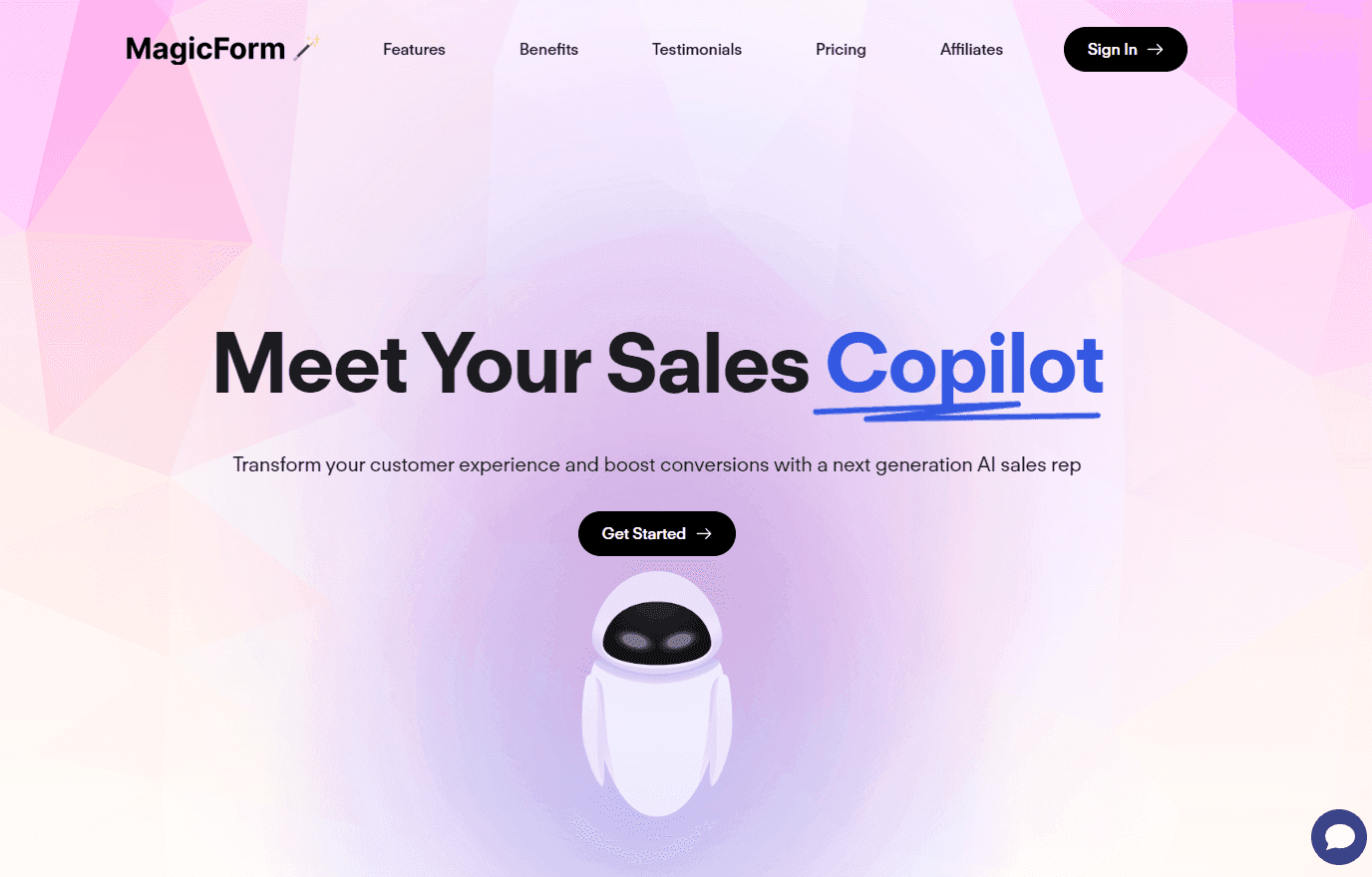 MagicForm logo with AI-driven sales graphics