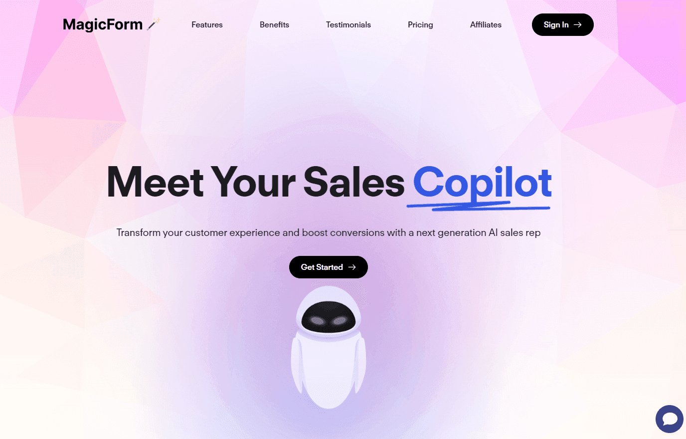 MagicForm logo with AI-driven sales graphics