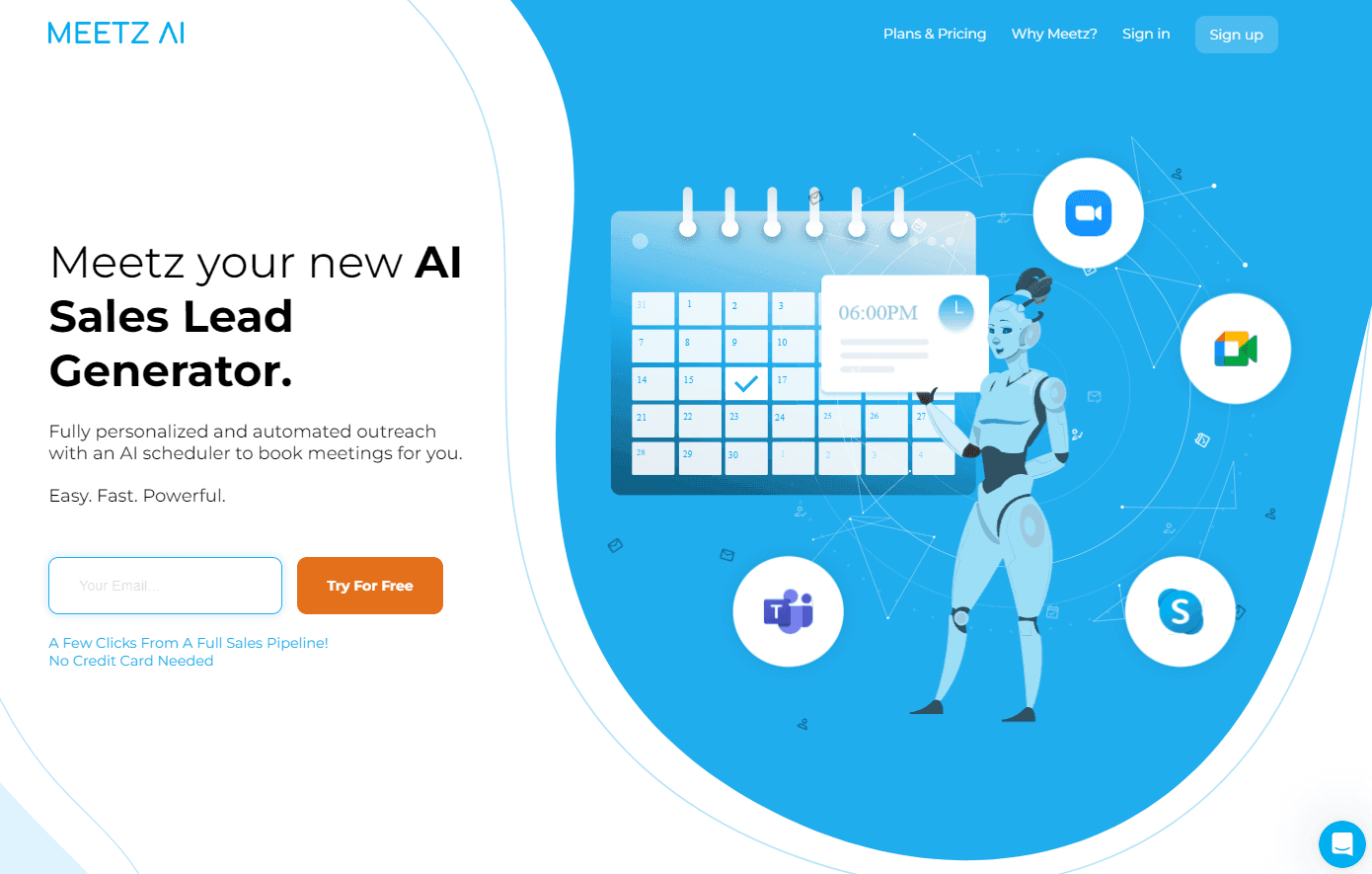 Meetz AI dashboard showcasing automated outreach features.