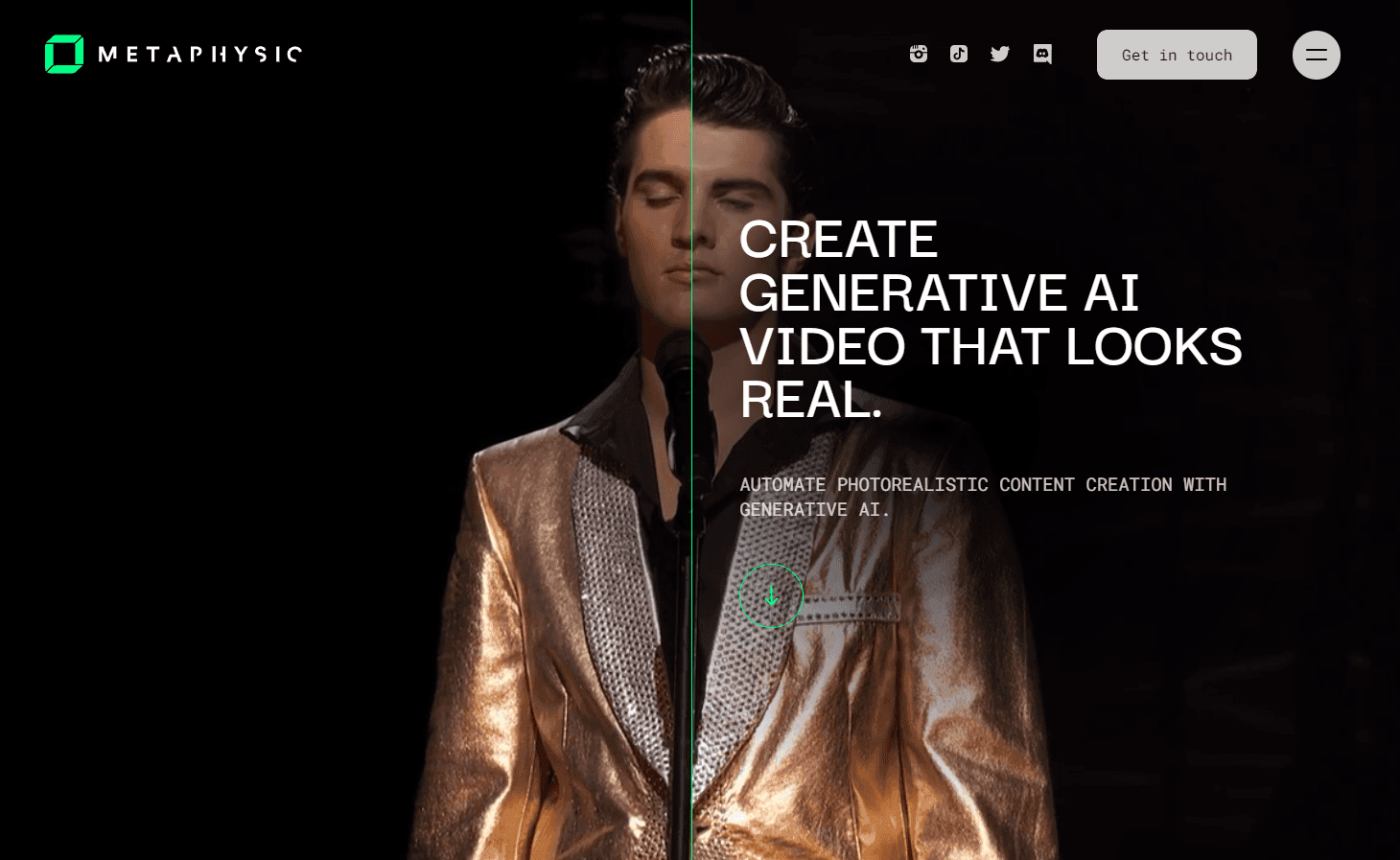 Metaphysic.ai's interface showcasing AI video generation.