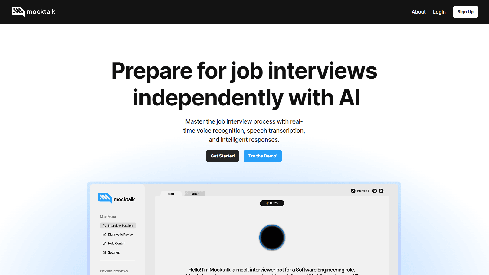MockTalk user practicing an interview