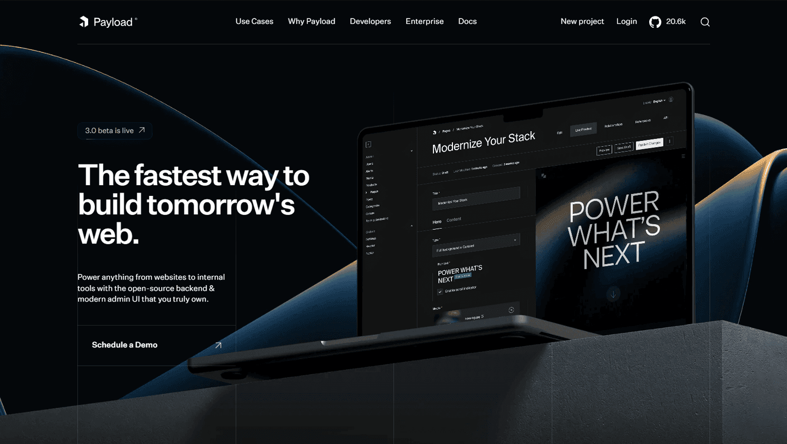 Modern headless CMS interface