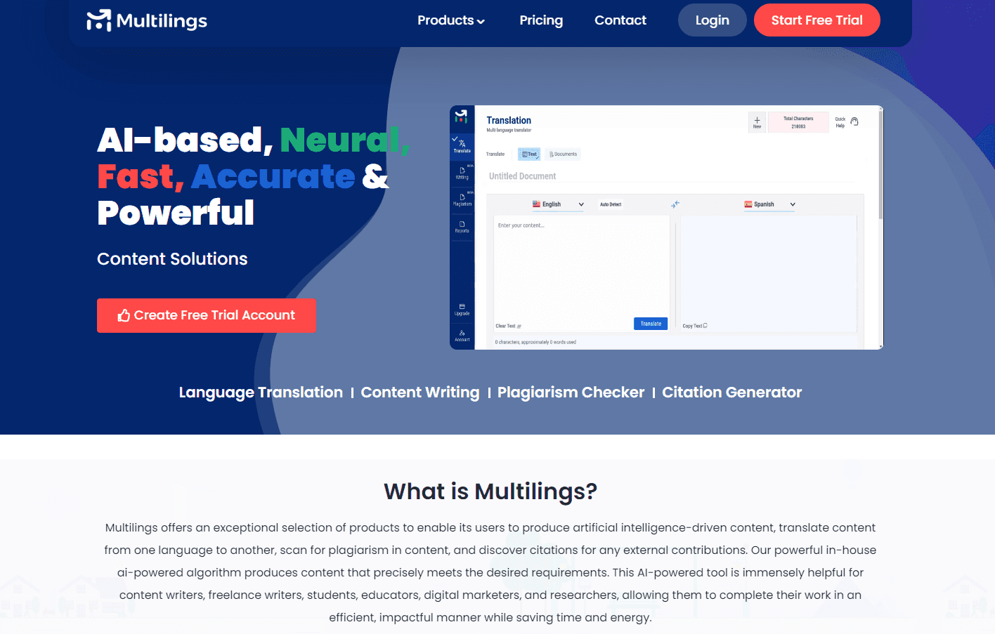 Multilings logo on a blue background