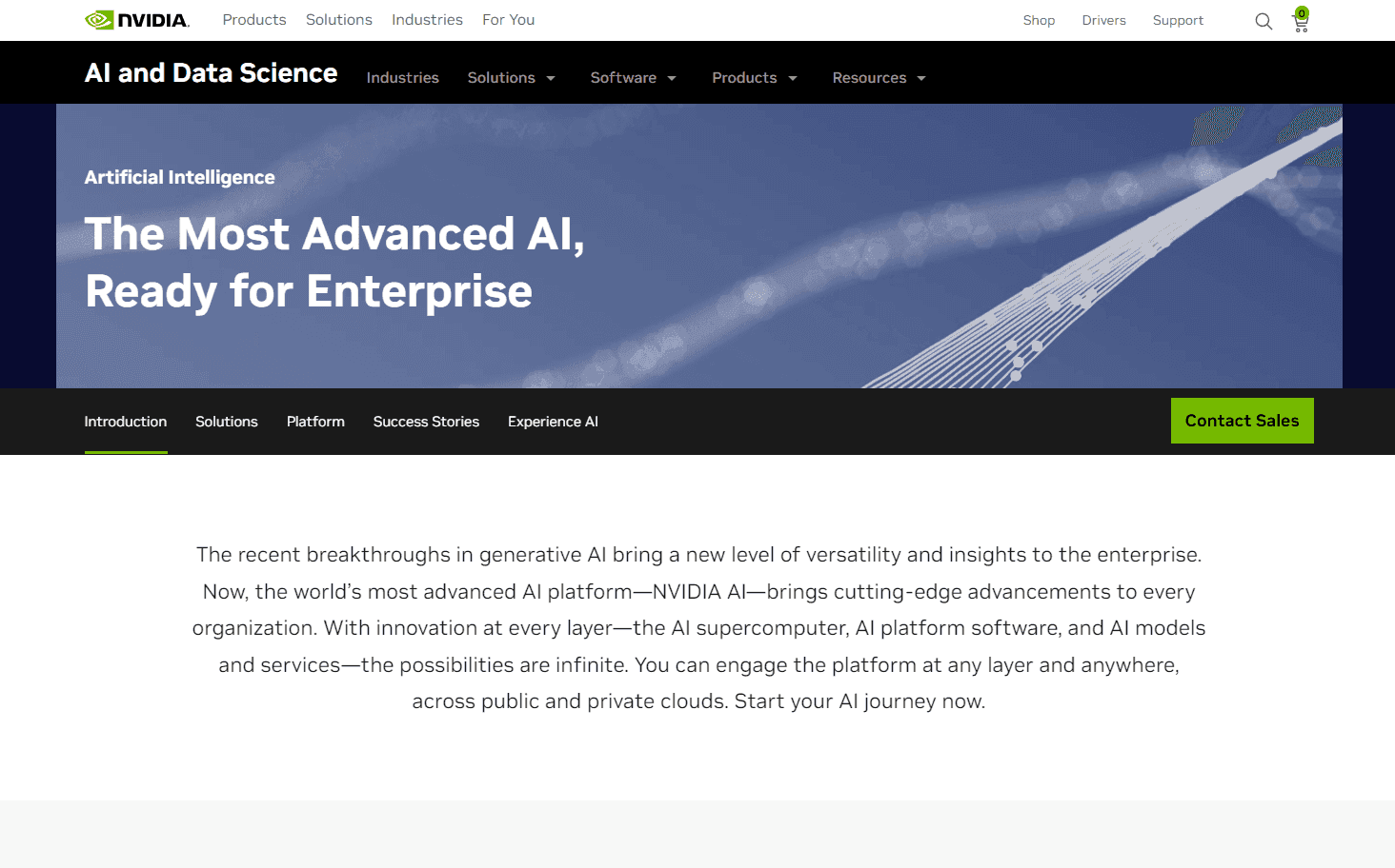NVIDIA AI's enterprise platform interface