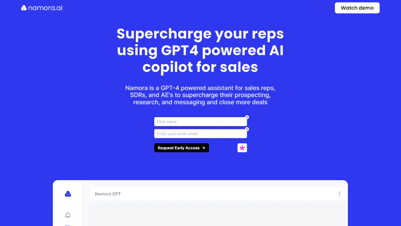 Namora AI Sales Assistant Interface