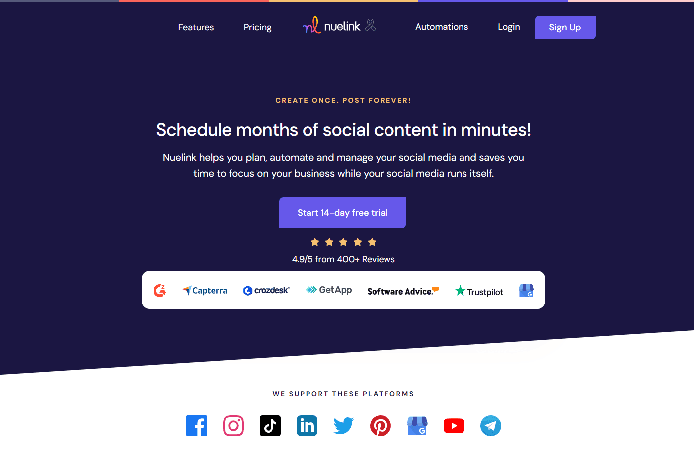 Nuelink social media management dashboard