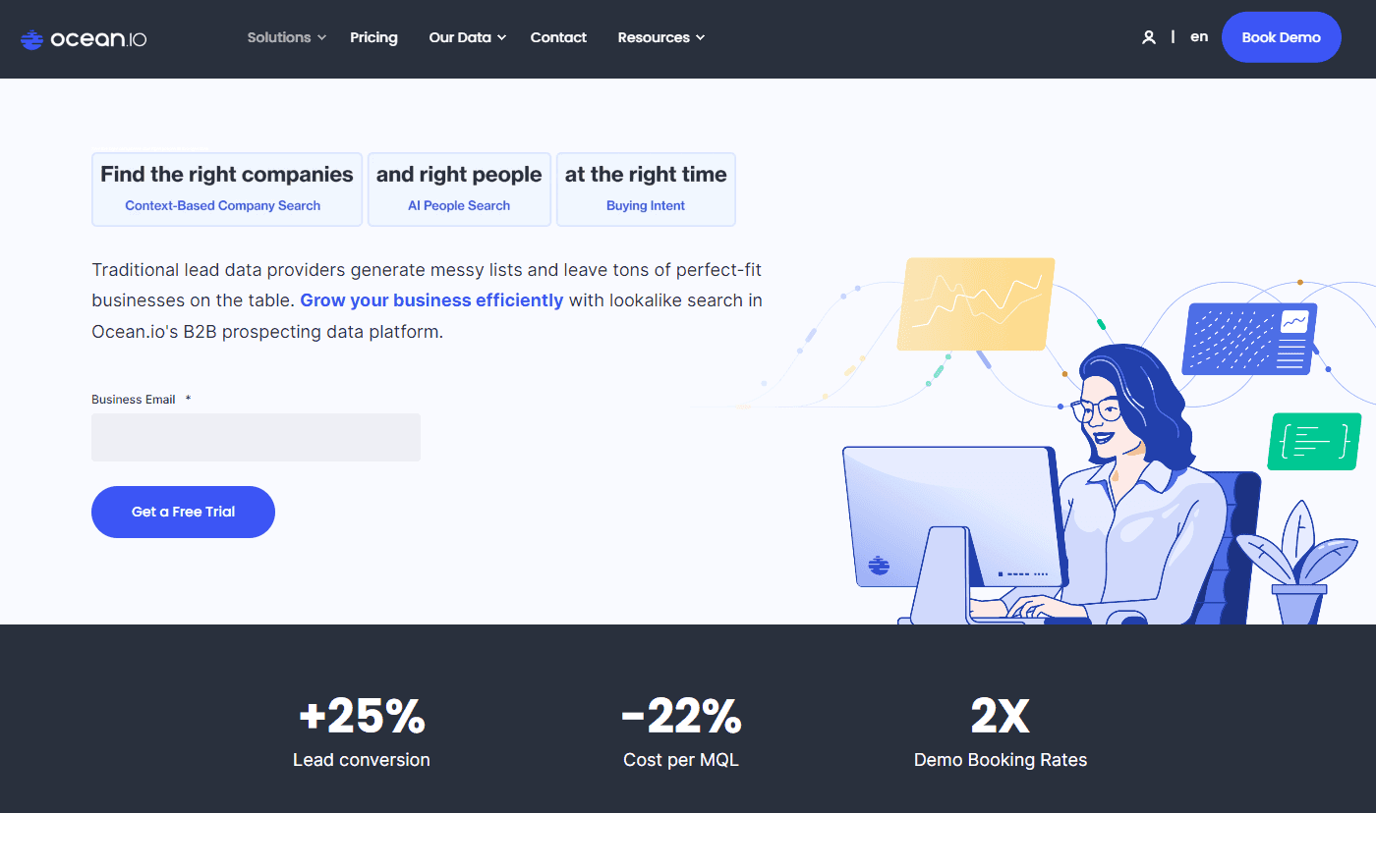 Ocean.io's interface showcasing advanced B2B prospecting tools.
