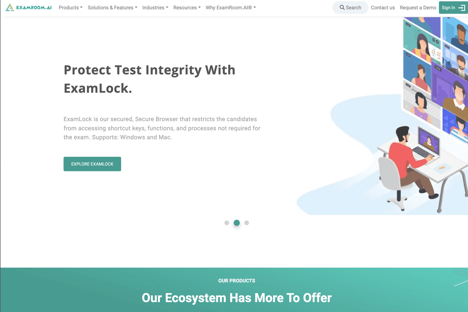 Online proctoring interface of ExamRoom