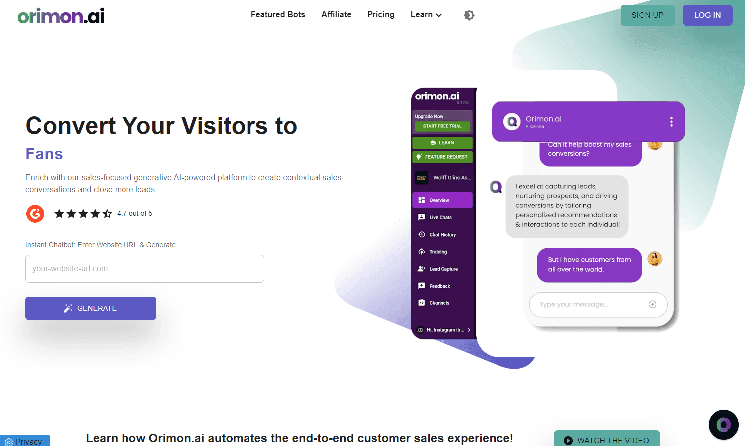 Orimon.ai - AI-driven sales chatbot platform.