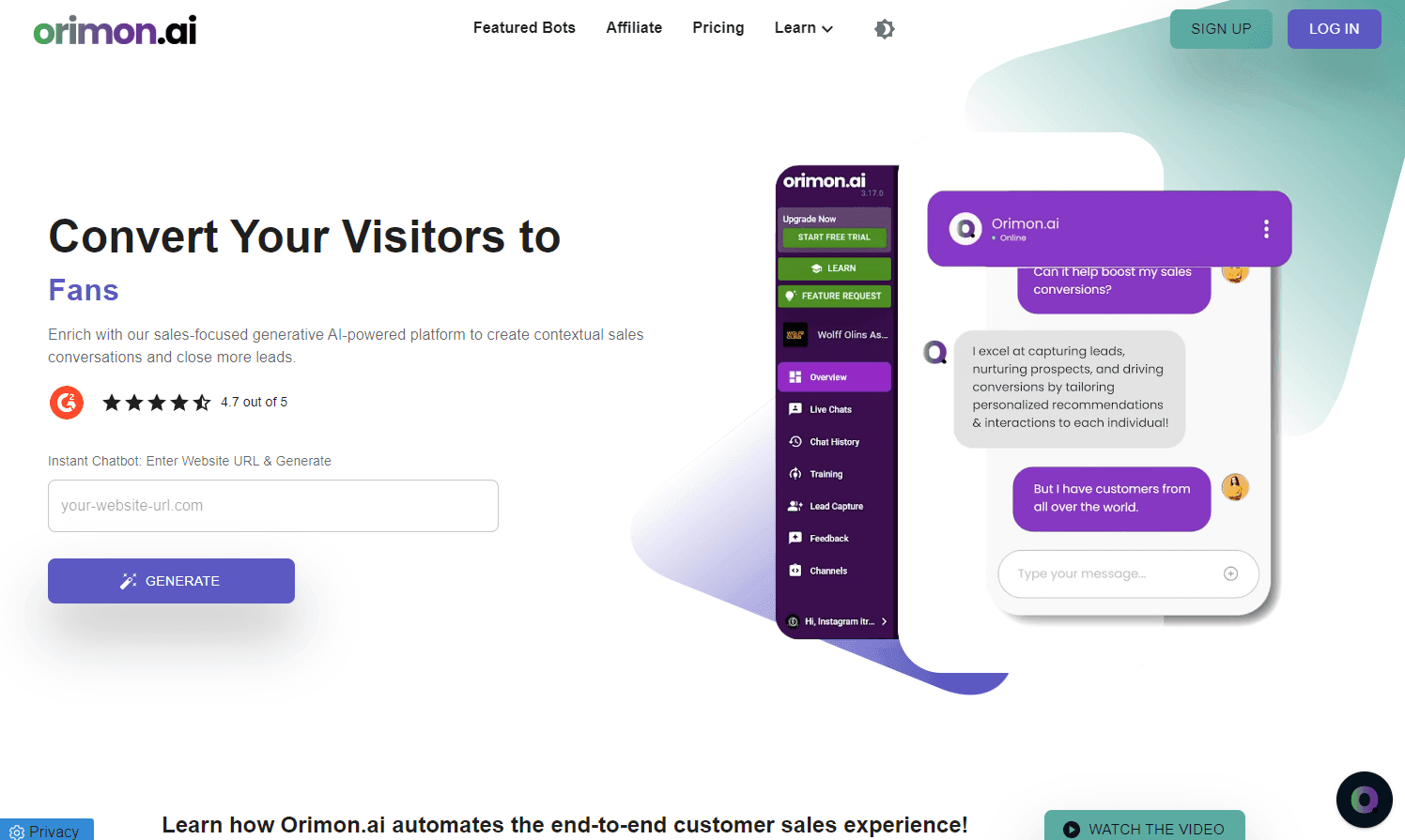 Orimon.ai - AI-driven sales chatbot platform.