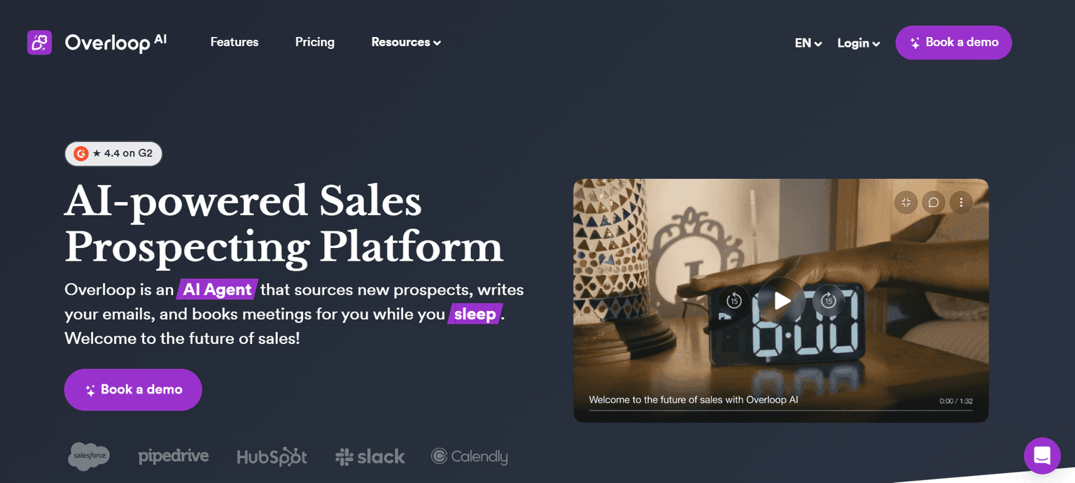 Overloop AI sales & revops tool screenshot
