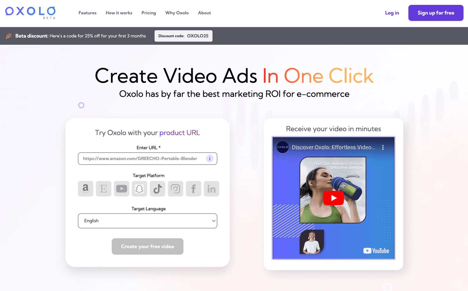Oxolo platform showcasing video creation