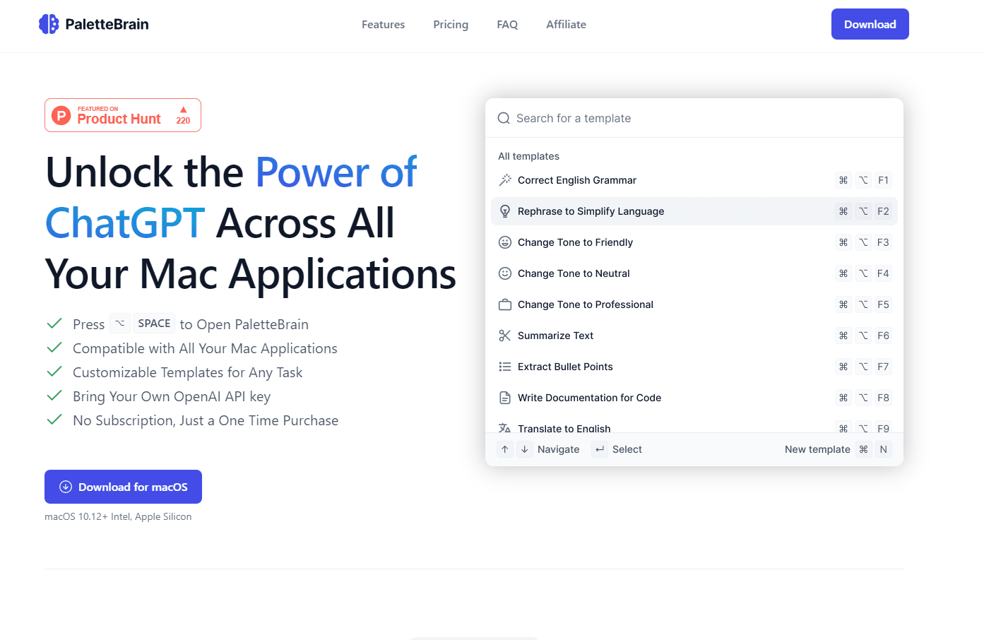PaletteBrain interface on Mac