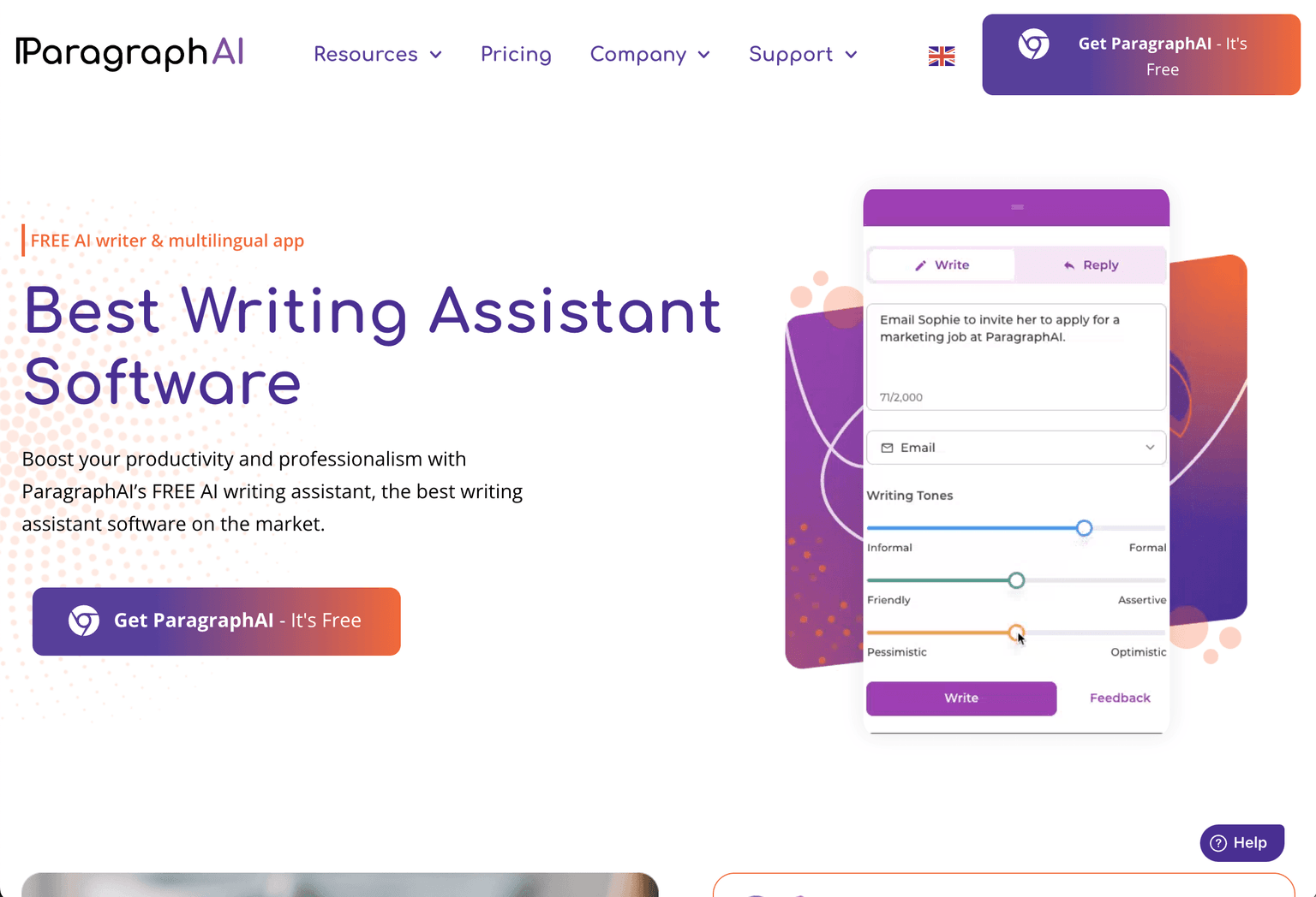 ParagraphAI Writing Assistant