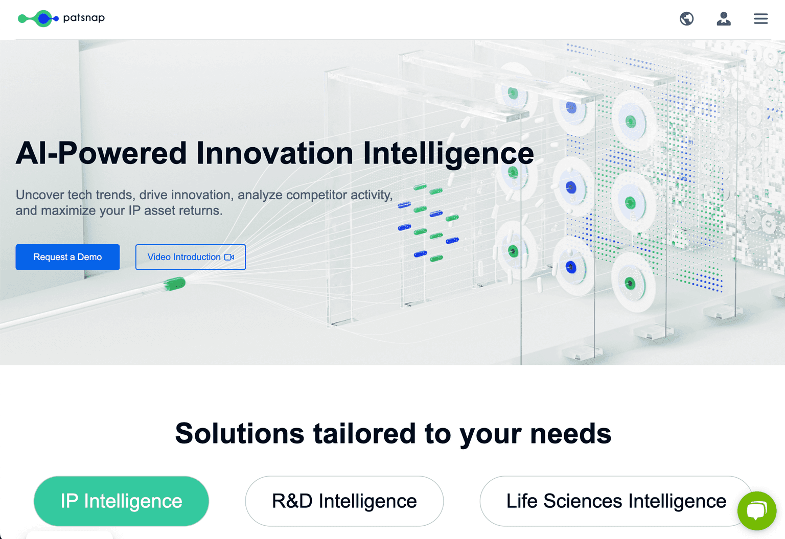 PatSnap platform interface showcasing innovation intelligence tools