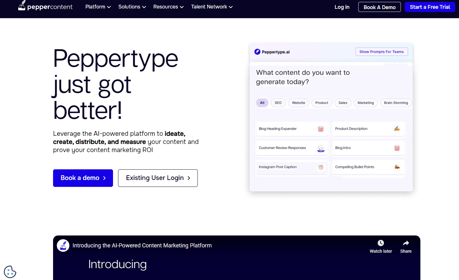 Pepper Content platform interface