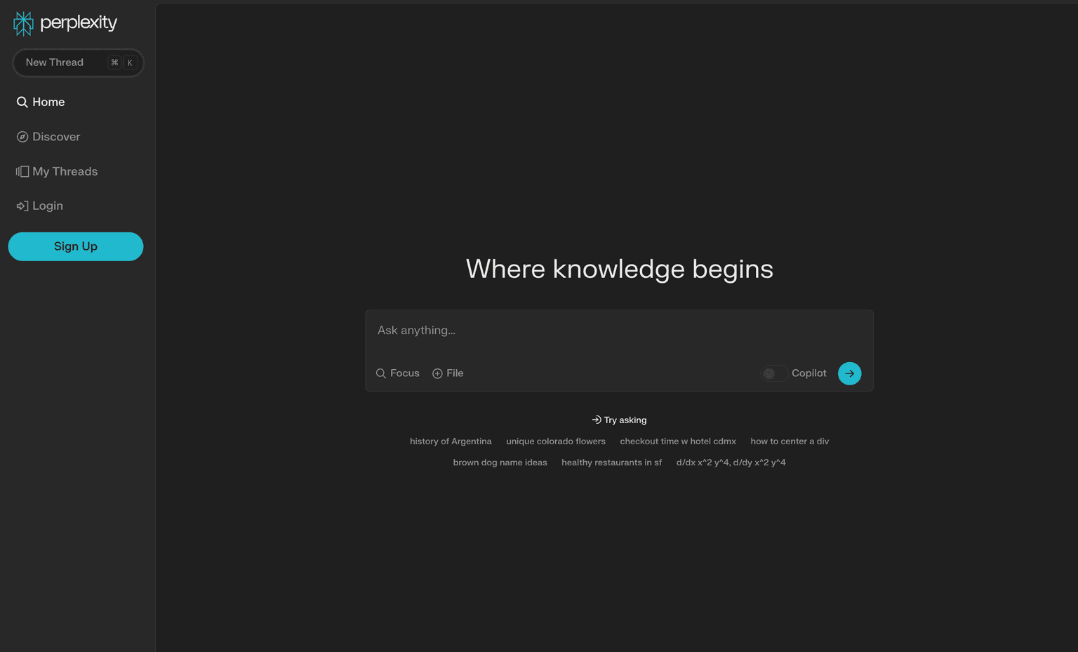 Perplexity.ai logo with search bar