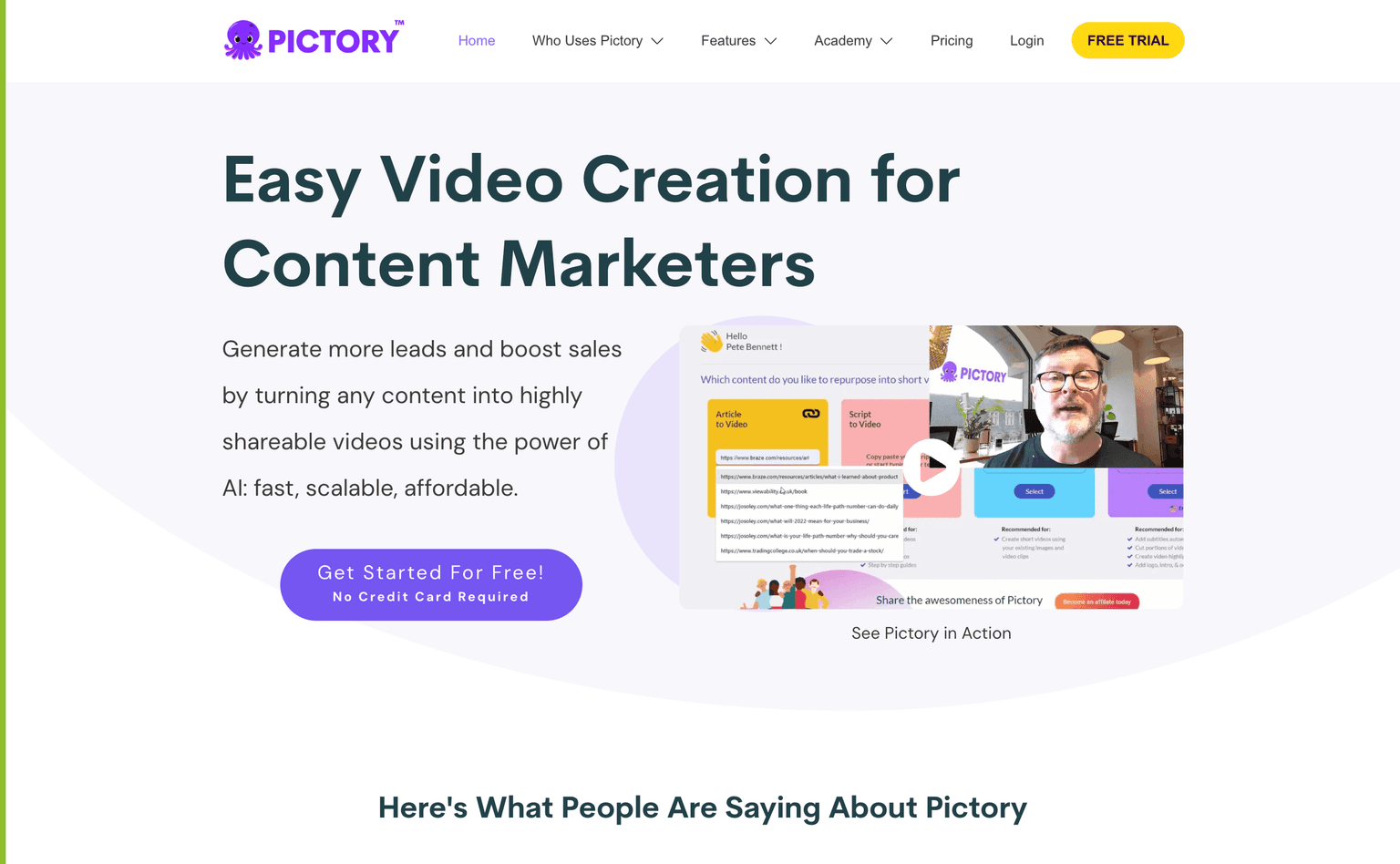 Pictory AI-driven video creation platform