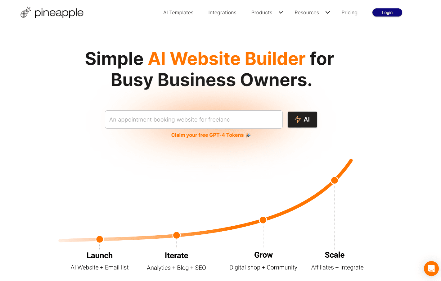 Pineapple Builder AI website creation