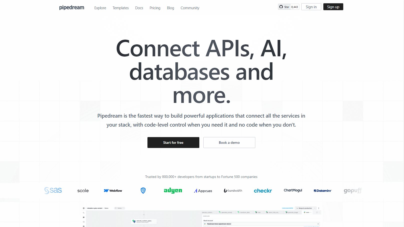 Platform interface for connecting APIs and automating workflows