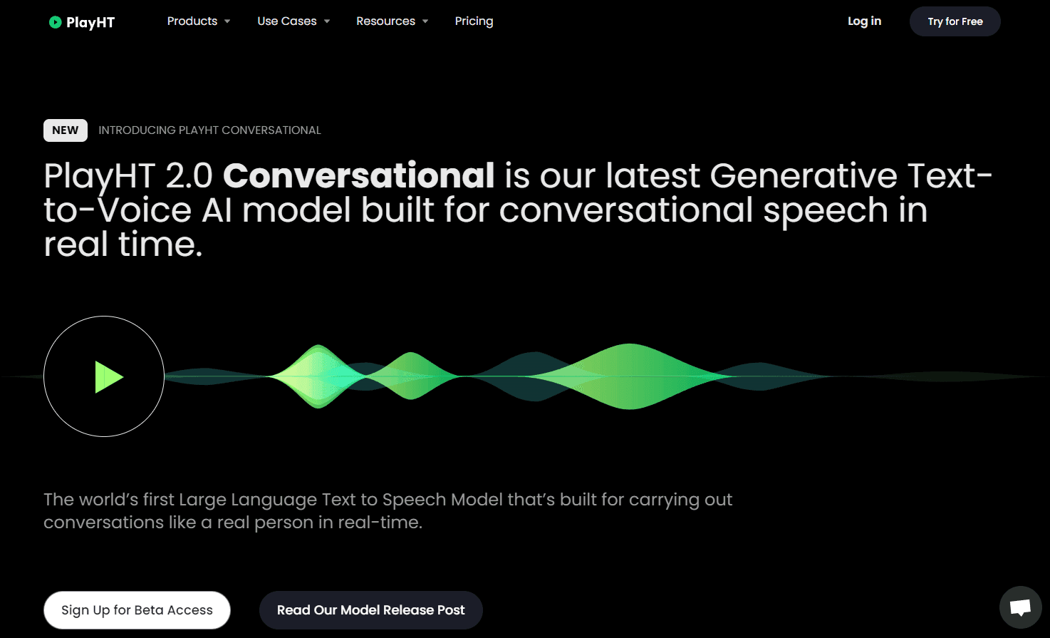 PlayHT's interface showcasing voice generation.